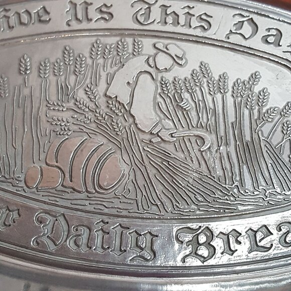 Give Us This Day Our Daily Bread Hand Cast Aluminum Bread Tray Vintage 1977 New - Picture 3 of 7